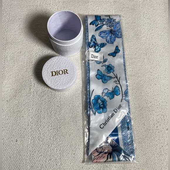 Accessories - Christian Dior Blue Floral and Butterfly Twilly